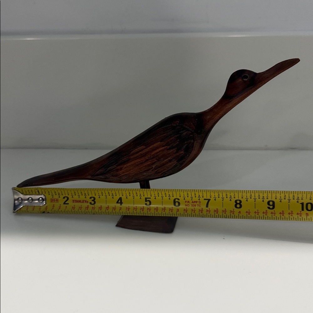 VINTAGE Hand Carved Wood Roadrunner Figurine Small Bird Carving Vintage Folk Art - Picture 3 of 4